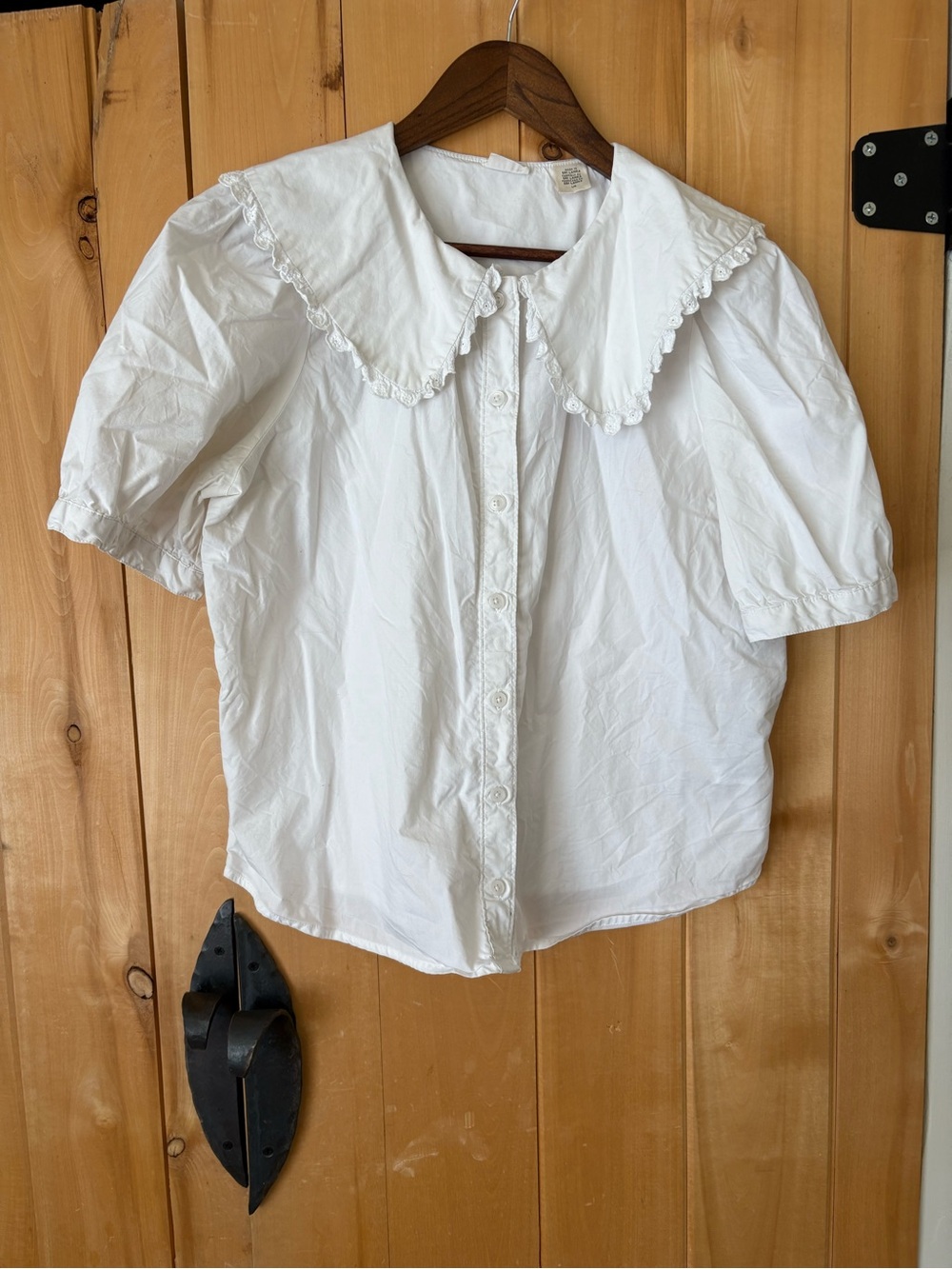 Levi's White Cotton Scalloped Peter Pan Collar Blouse